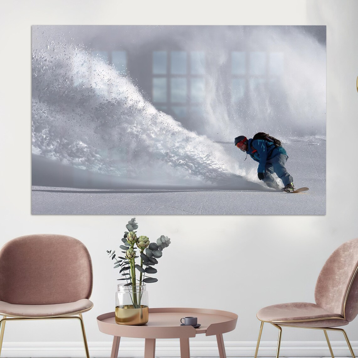 Snowboarder Carving Deep Powder Spray Winter Action Sports Wall Art