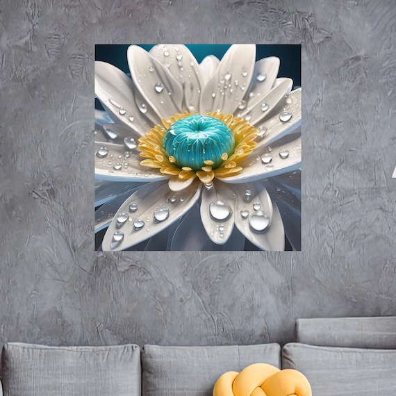 Botanical Art Canvas Daisy Blooming White Flower Housewarming Gift Large Wall Decor