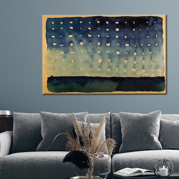 Abstract Starlight Night City Lights Dark Blue Gold Modern Wall Art