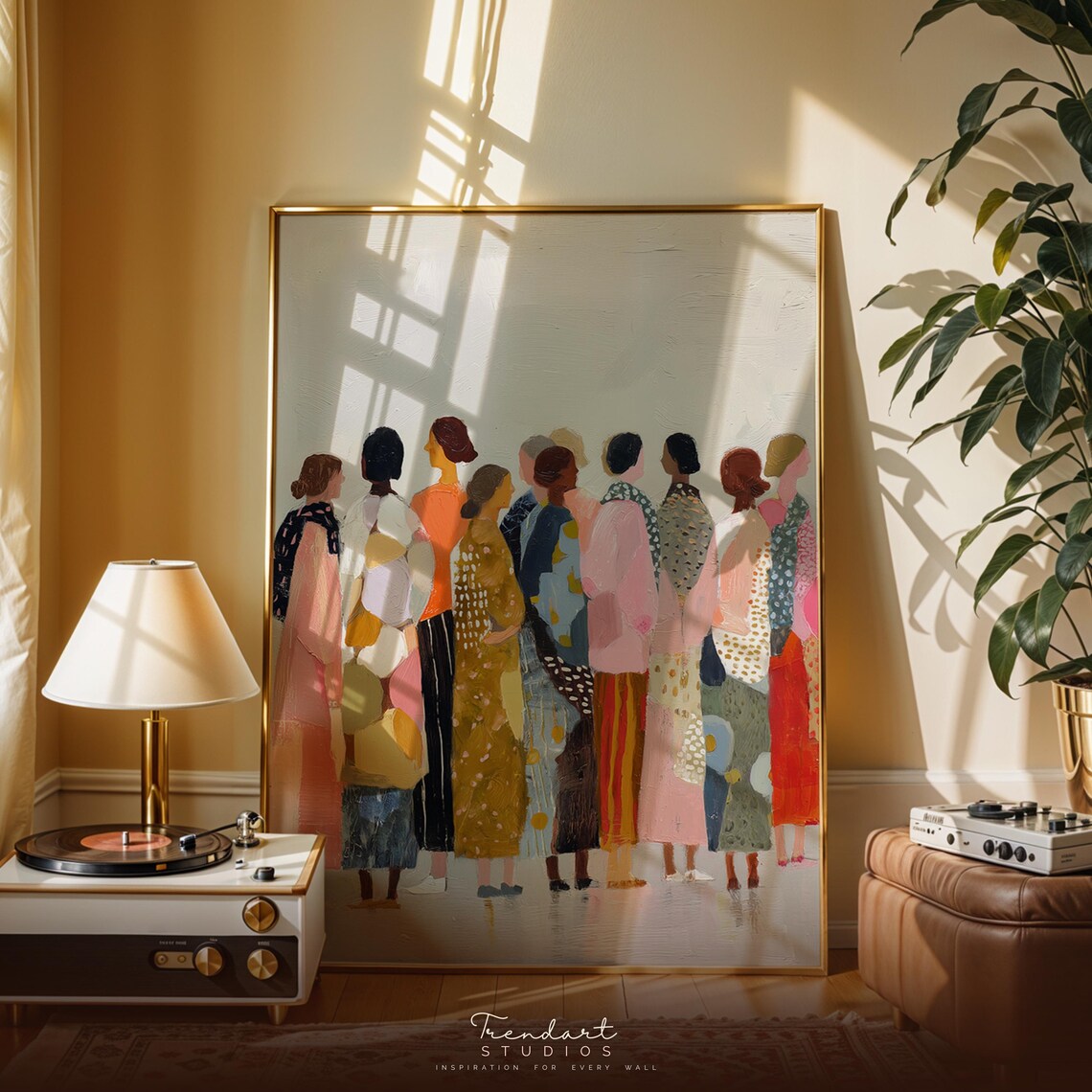 Women Sisterhood Print, Colorful Modern Folk Art