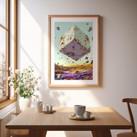 Abstract Framed Wall Art Purple Stone Poster Print Modern Geometric Artwork Minimalist Home Decor 50 Shades Of Collection