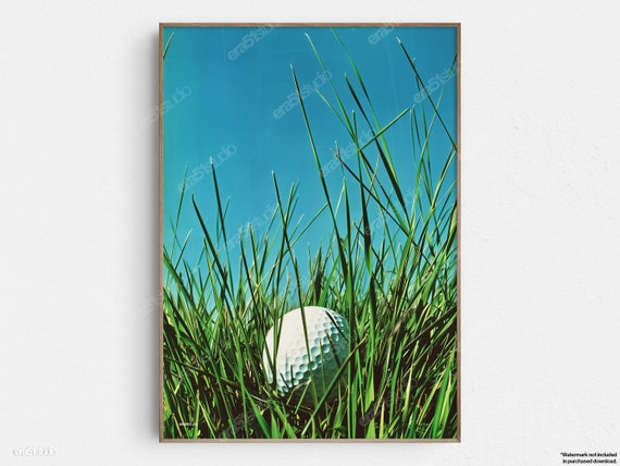 Golf Ball In The Rough Original Midcentury Modern Minimalist Wall Art