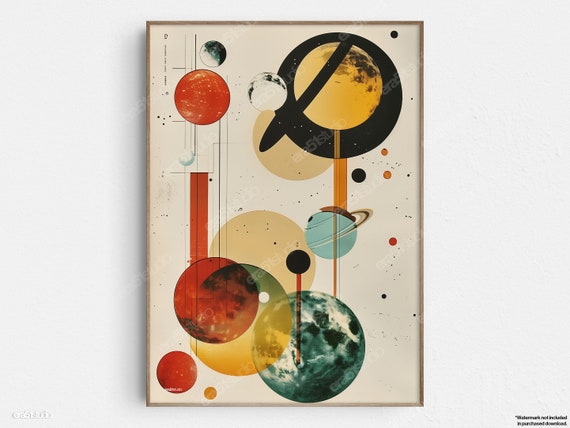 Cosmic Abstraction Original Midcentury Modern Minimalist Wall Art