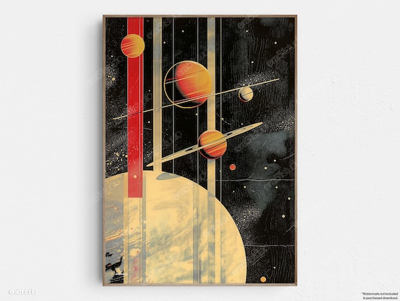 Abstract Celestial Orbits Original Midcentury Modern Minimalist Wall Art