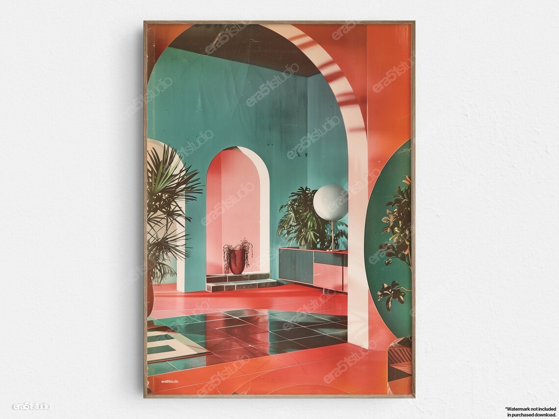 Archway Botanical Nook, Midcentury Modern Art Print