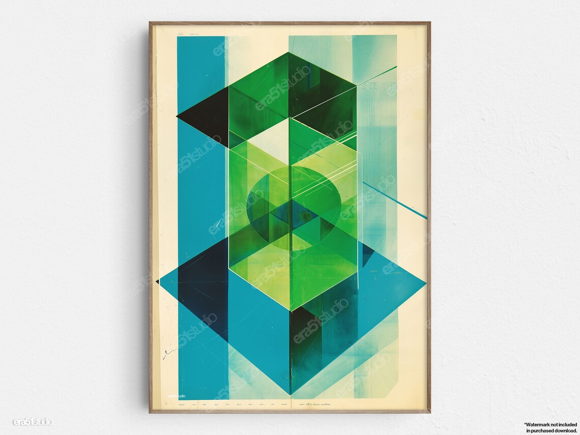 Abstract Geometric Aura Illusion, Mid-Century Modern Art Print