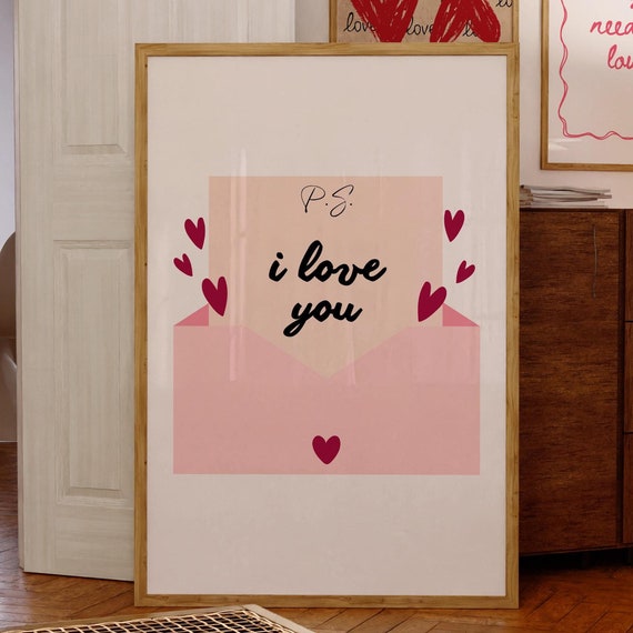Romantic Love Letter Wall Art I Love You Poster Trendy Valentine Print Valentines Day Aesthetic Decor Cute Hearts Poster Art