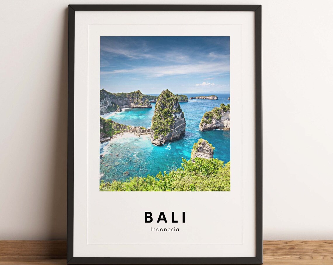 Bali Indonesia Turquoise Cliff Coastline Seascape Travel Poster