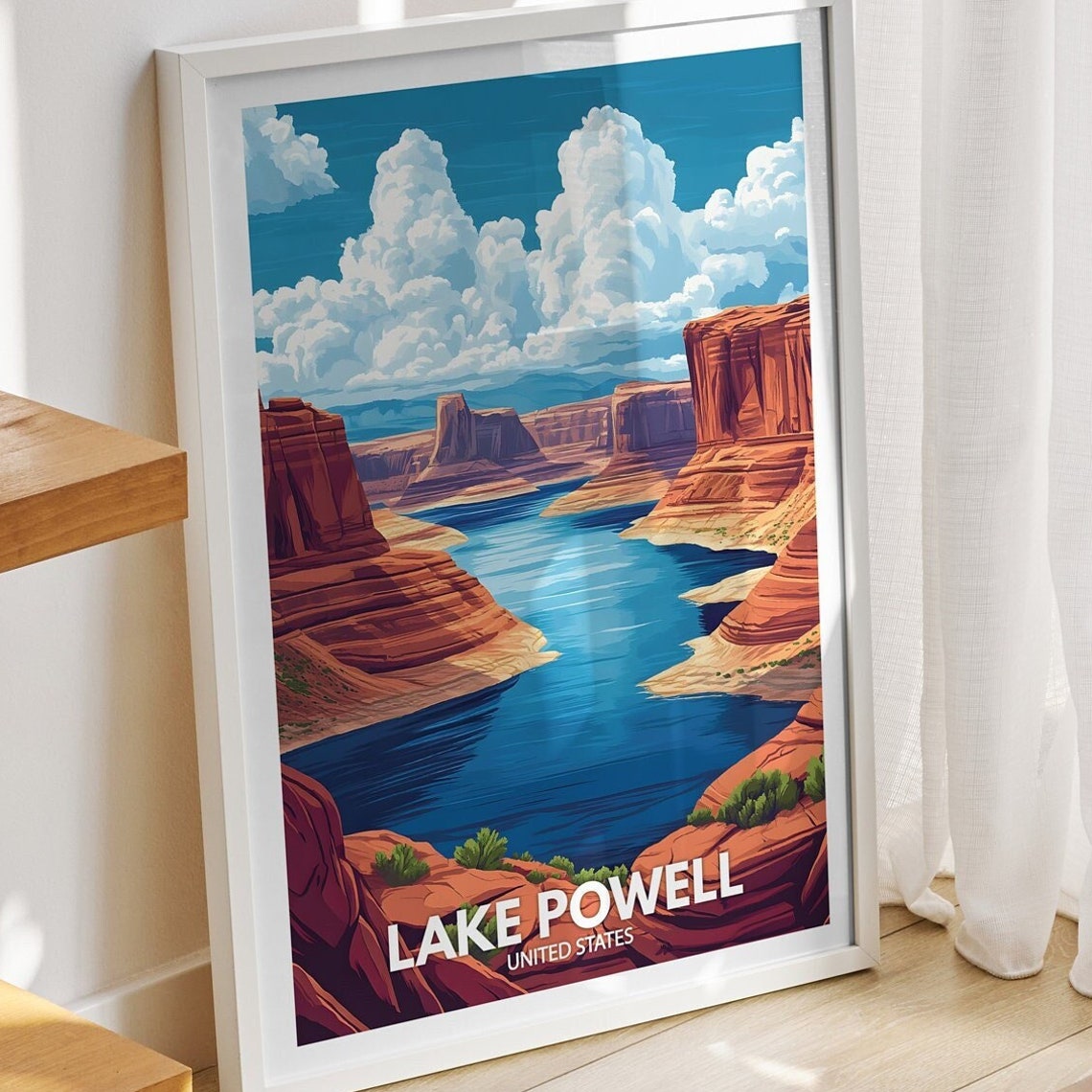 Lake Powell Print United States Lake Powell Poster United States Travel Poster Lake View Art Decor Holiday Poster
