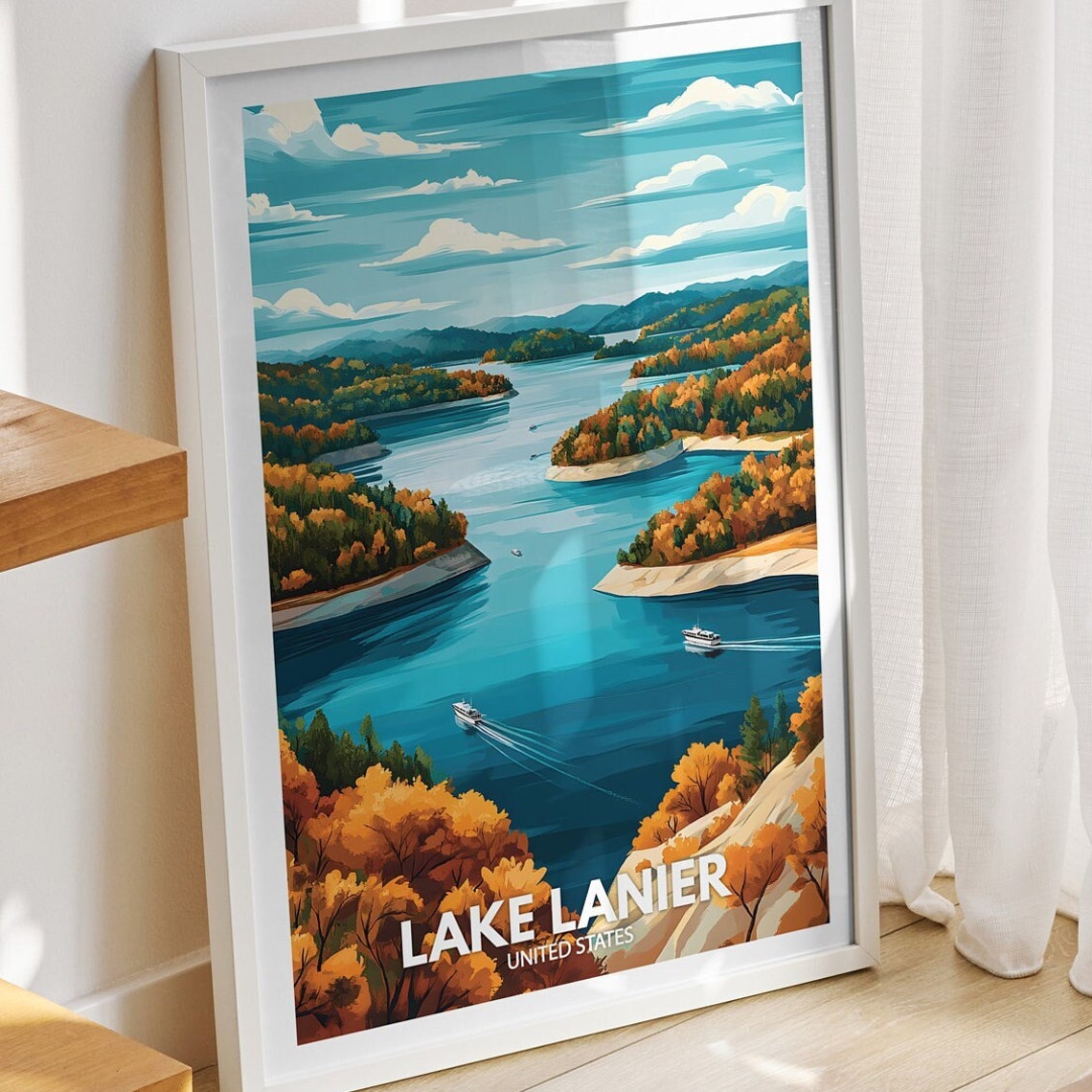 Lake Lanier Print United States Lake Lanier Poster United States Travel Poster Lake View Art Decor Holiday Poster
