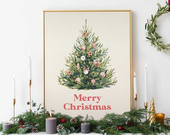 Christmas Tree Print Art Christmas Tree Illustration Decor Cute Holiday Wall Art