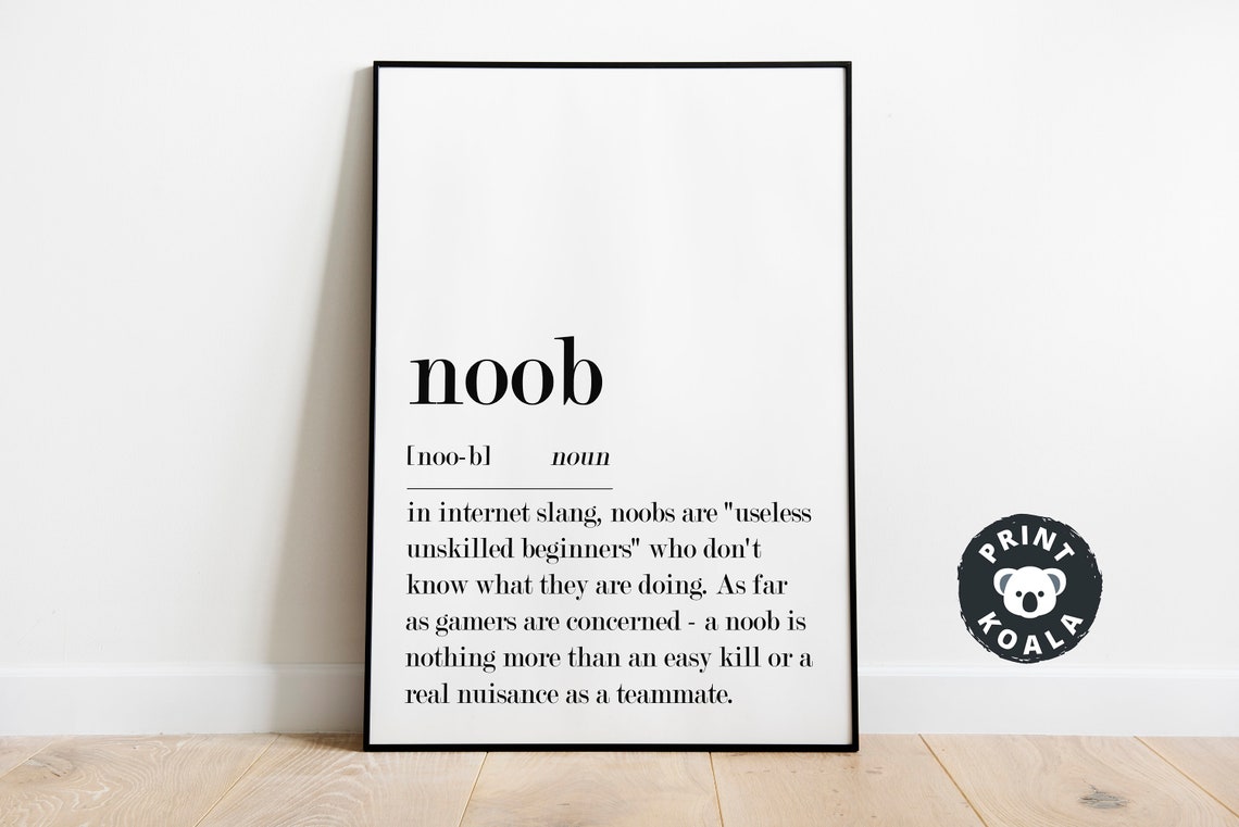 Noob Definition Funny Gaming Slang Internet Beginner Humor Poster - Image 3
