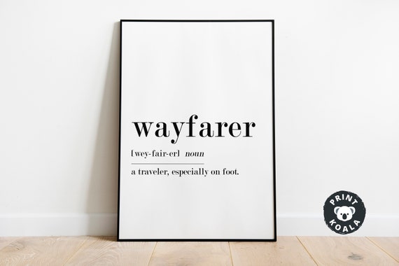 Wayfarer Definition Print Travel Art Print Minimalist Wall Art Travel Poster Gift For Traveler Wayfarer Art