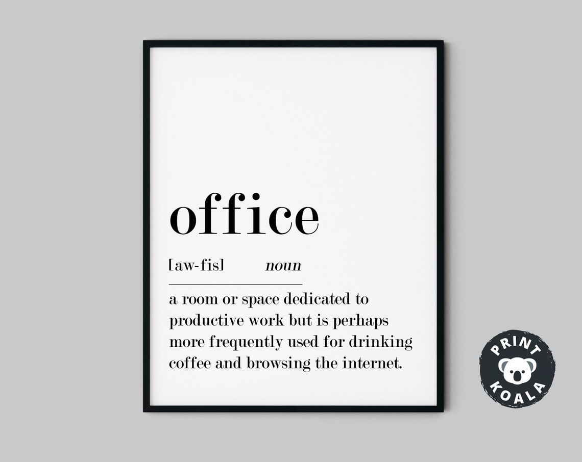 Office Funny Dictionary Definition Print Work Humor Wall Decor Art