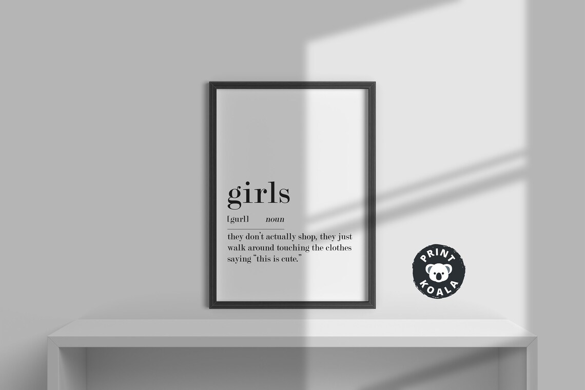 Funny Girls Definition Shopping Humor Dictionary Style Wall Art - Image 3