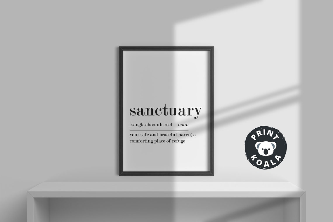 Sanctuary Definition Noun Peaceful Haven Quote Minimalist Wall Poster - Image 3