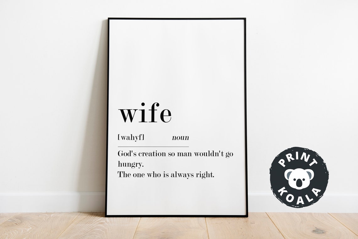 Wife Print Wife Word Definition Wife Art Wife Sign Wife Gift Wife Definition Wife Poster Wife Quote Wife Wall Art Wife - Image 4