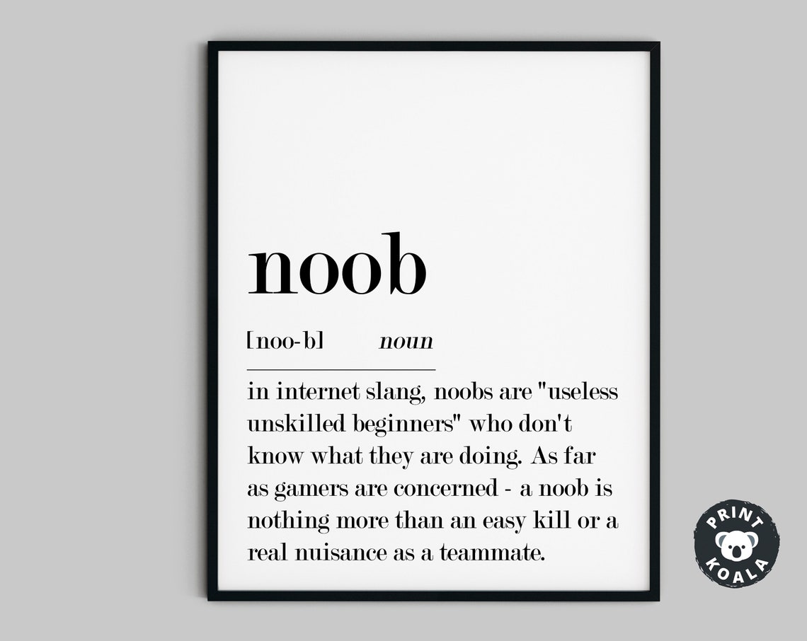 Noob Definition Funny Gaming Slang Internet Beginner Humor Poster
