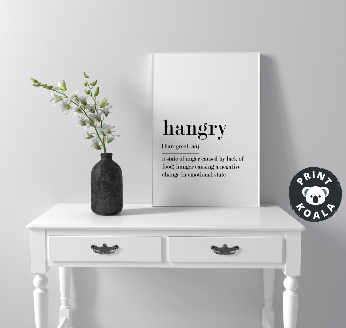 Hangry Funny Definition Adjective Kitchen Humor Minimalist Wall Poster - Image 4