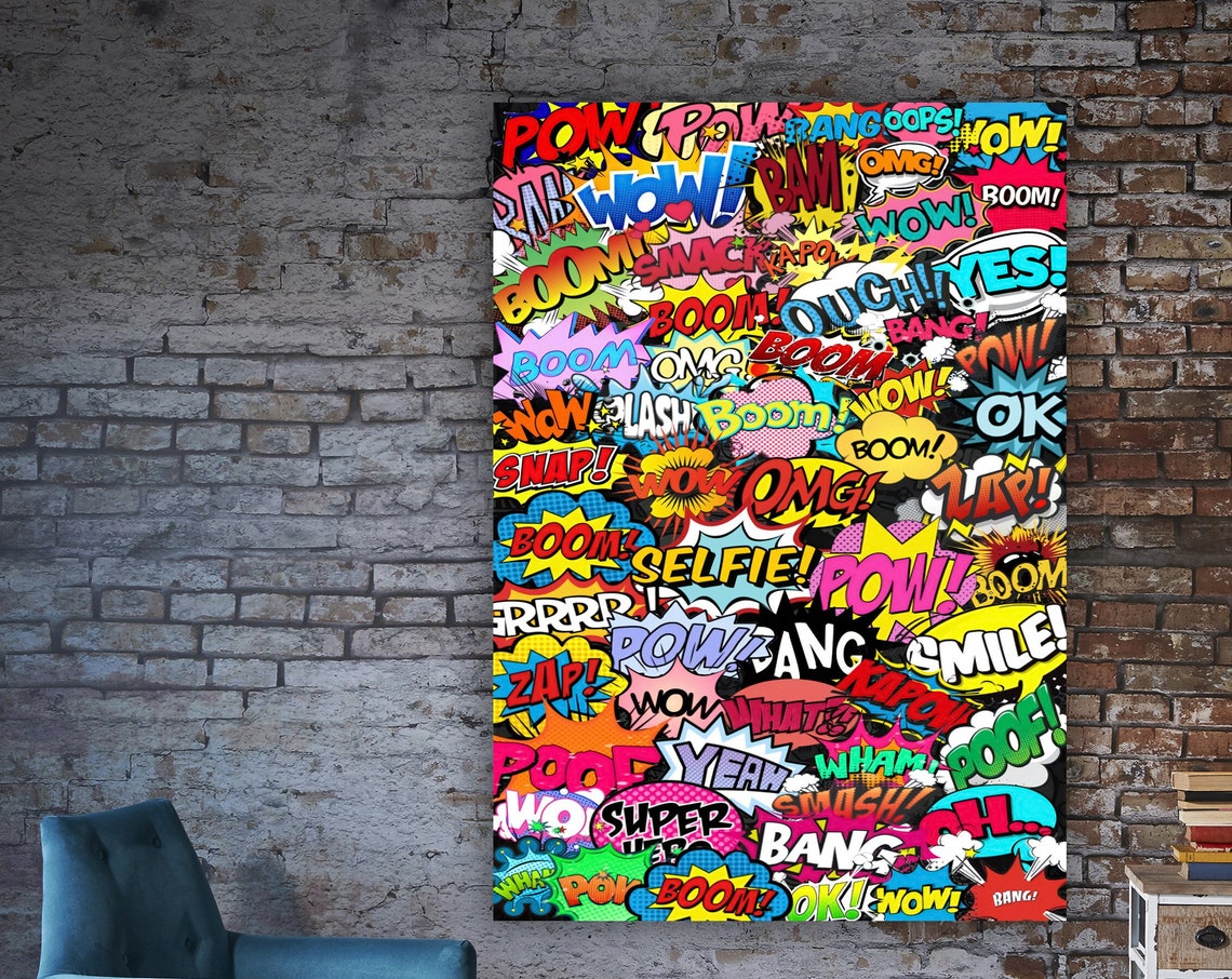 Comic Speech Bubbles Pop Art POW BOOM WOW Fun Colorful Wall Art - Image 3