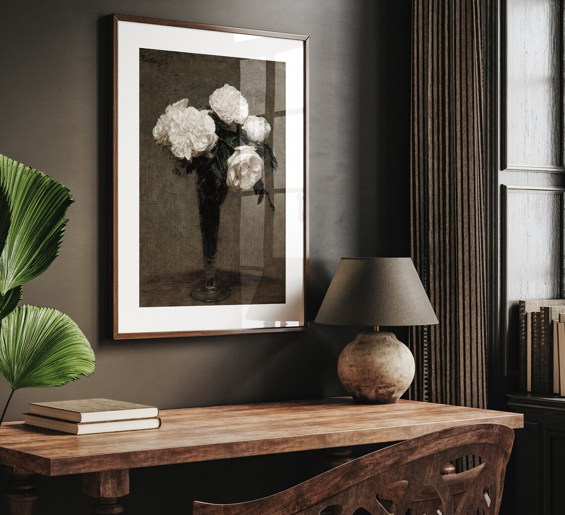 Moody Floral Print, Vintage Dark Academia Flowers - Image 5