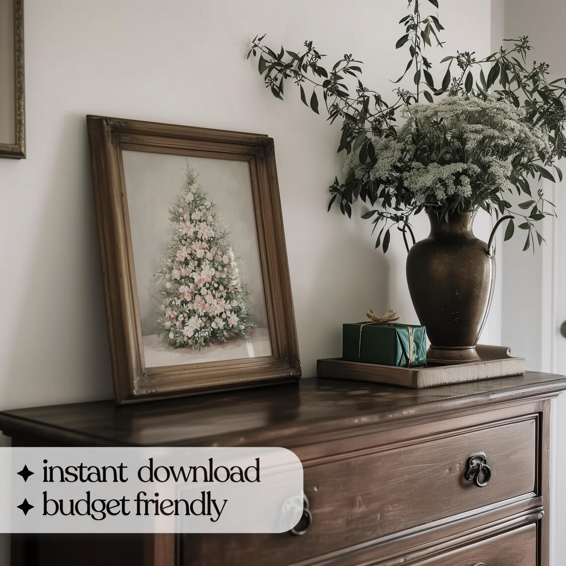 Floral Christmas Tree Print, Pastel Holiday Decor - Image 5