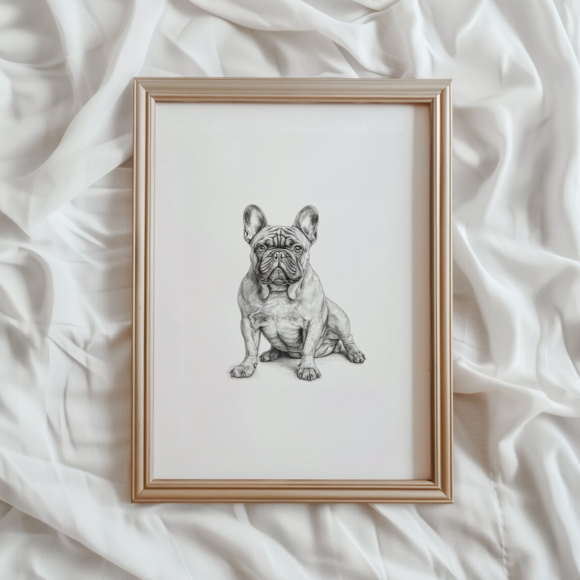 French Bulldog Sketch Art Print, Pet Drawing
