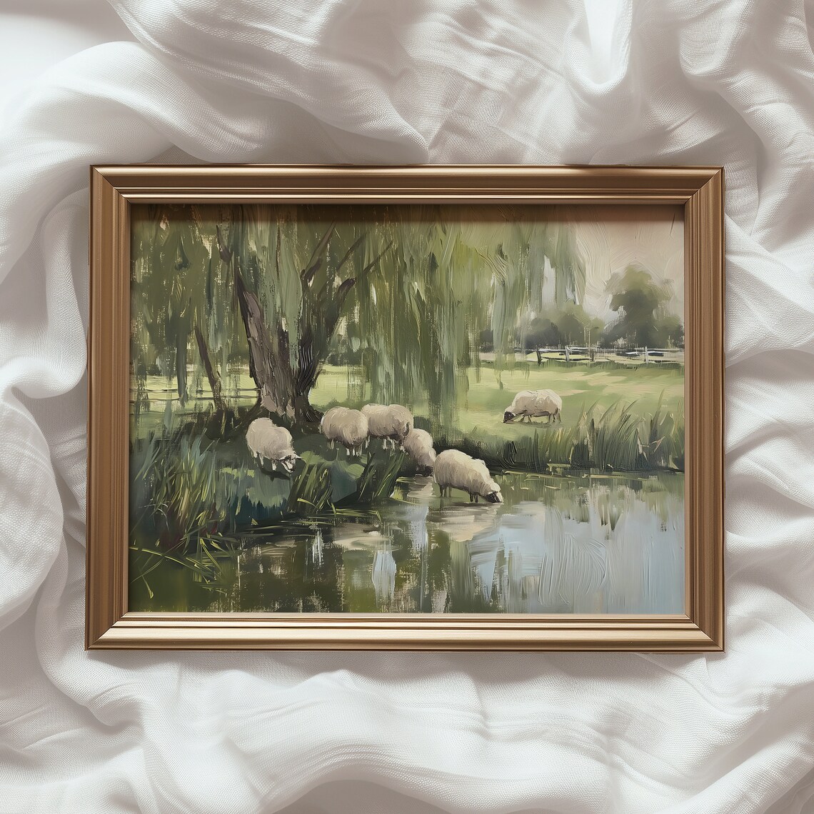 Countryside Scenery Vintage Art Print, Pastoral Landscape