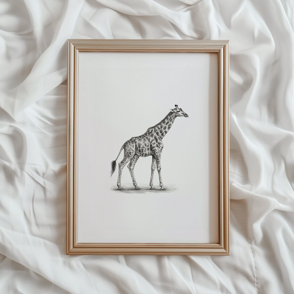 Giraffe Sketch Safari Animal Artwork, Nursery Print