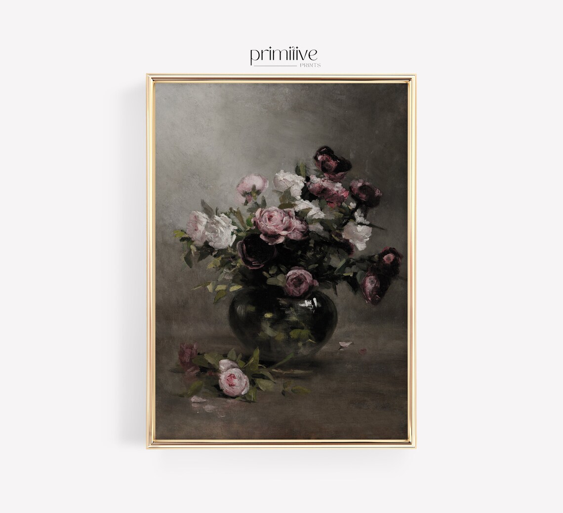 Mauve Floral Painting Vintage Floral Art Print