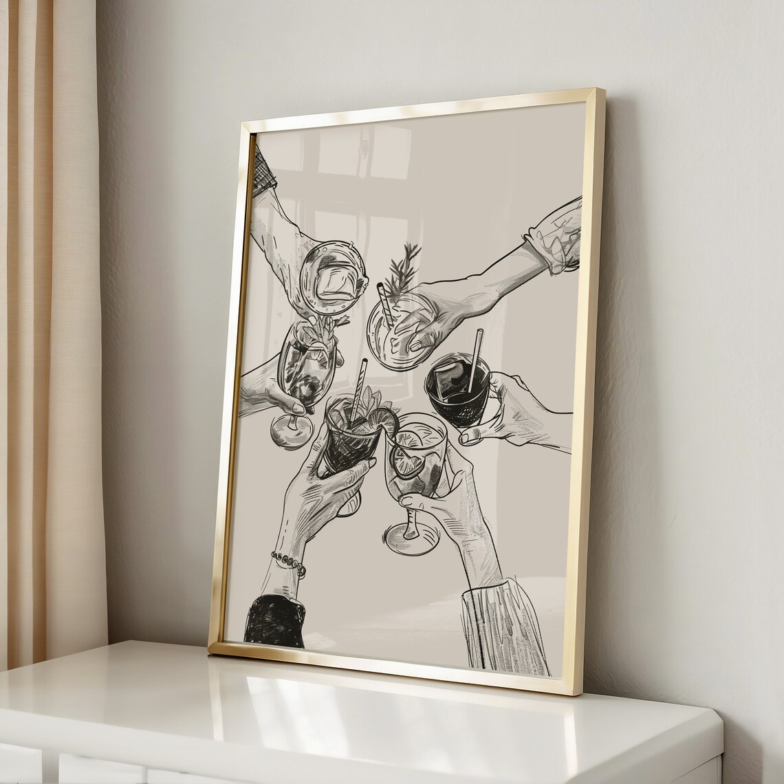 Cheers Vintage Bar Cart Kitchen Art Print - Image 5