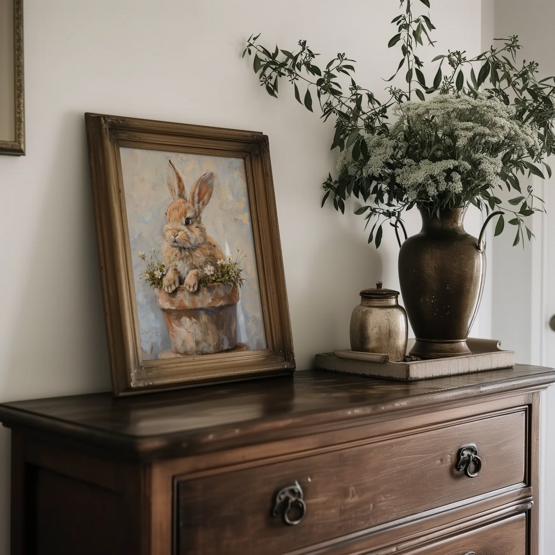 Easter Rabbit in a Flower Pot Art Print - Image 2