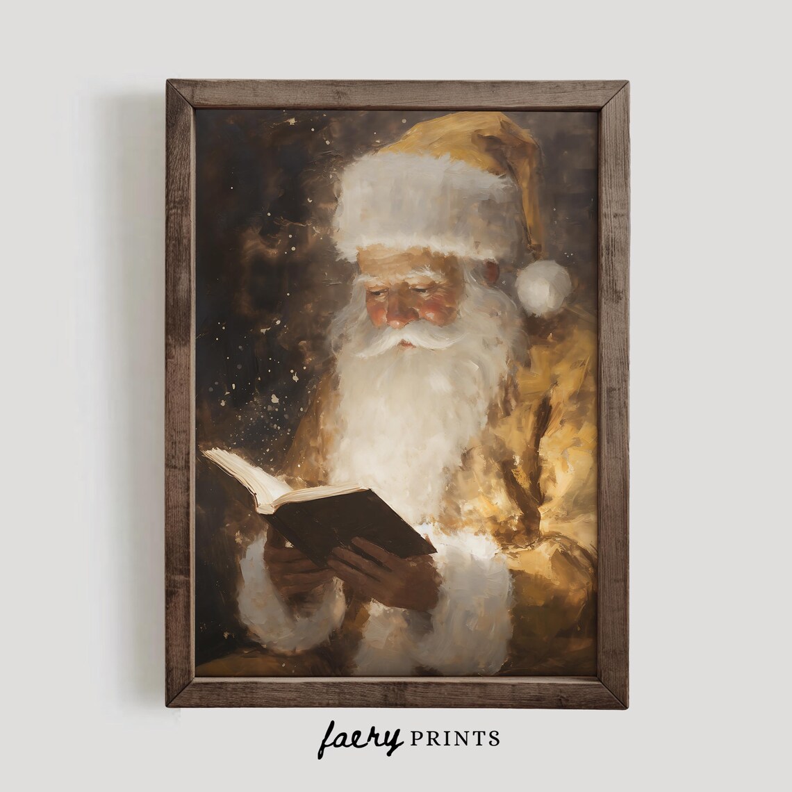 Gold Santa Vintage Christmas Wall Art, Holiday Print - Image 2