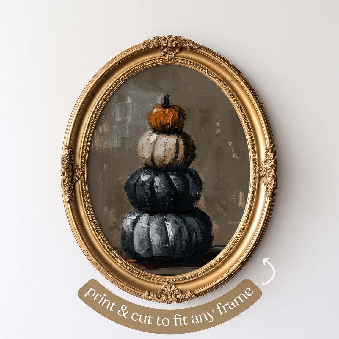 Stacked Pumpkins Vintage Autumn Art Print - Image 5