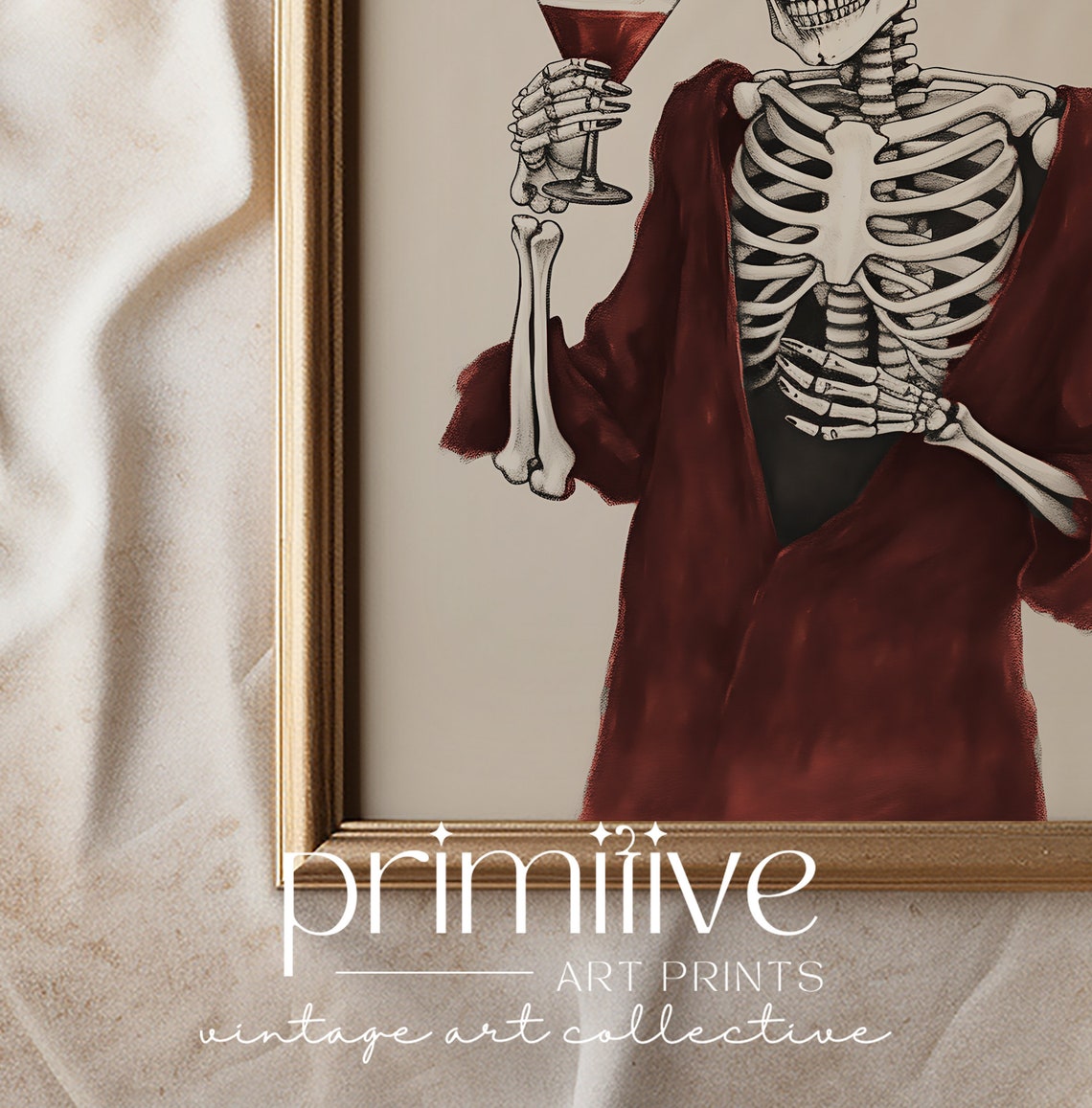 Santa Hat Skeleton Sipping Cocktail Funny Christmas Party Poster - Image 3