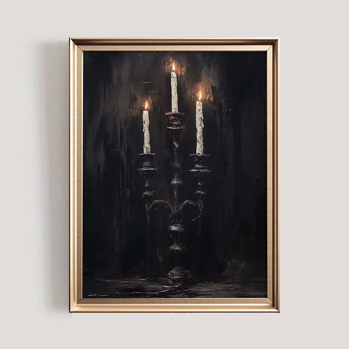 Halloween Candelabra Candle Art Print, Vintage Style