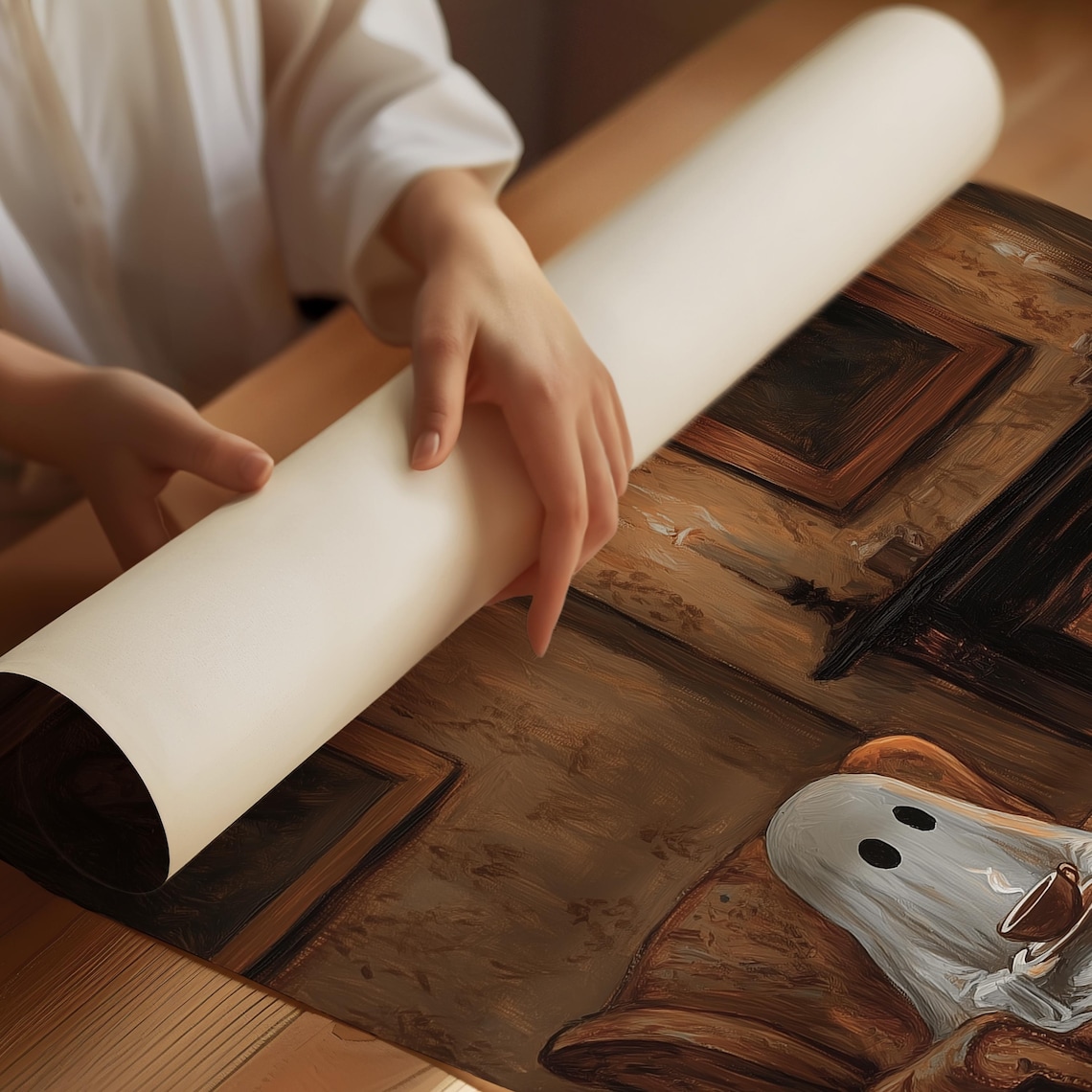 Ghost Drinking Tea Halloween Poster Print - Image 3
