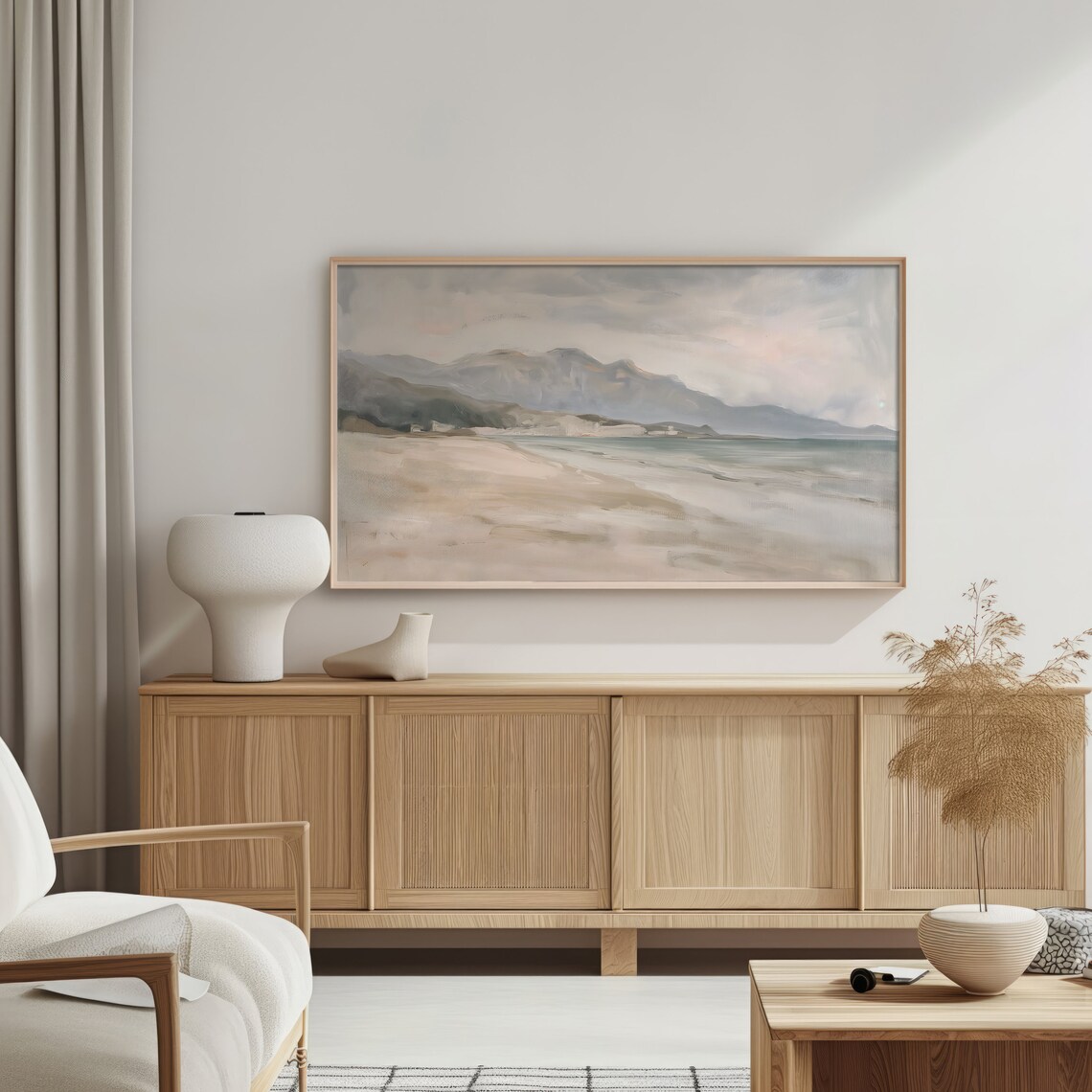 Coastal Frame TV Art, Vintage Neutral Beach Decor - Image 3