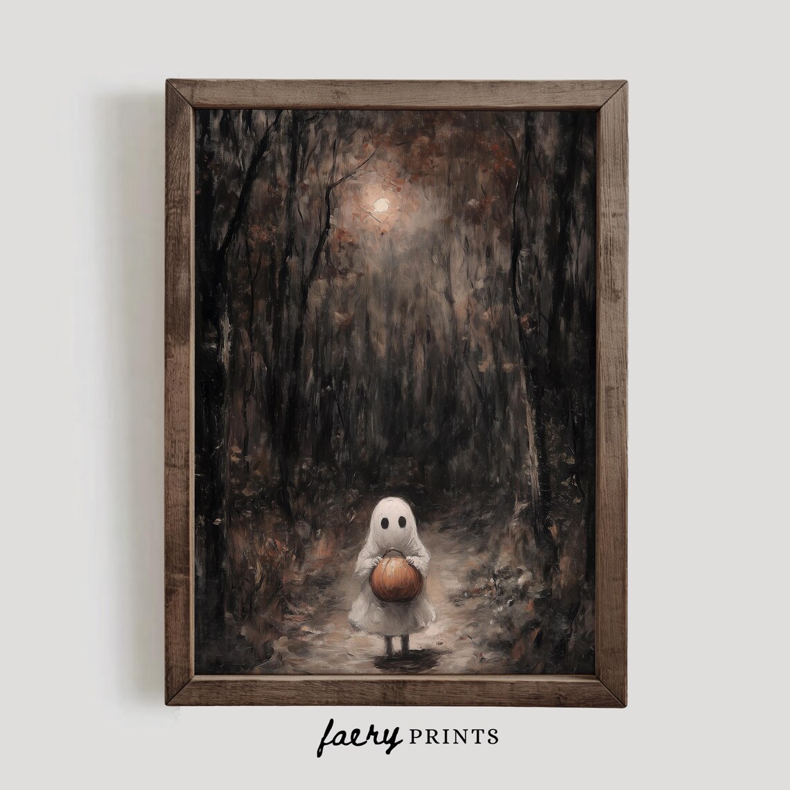 Cute Ghost Trick Or Treating Art Print, Halloween