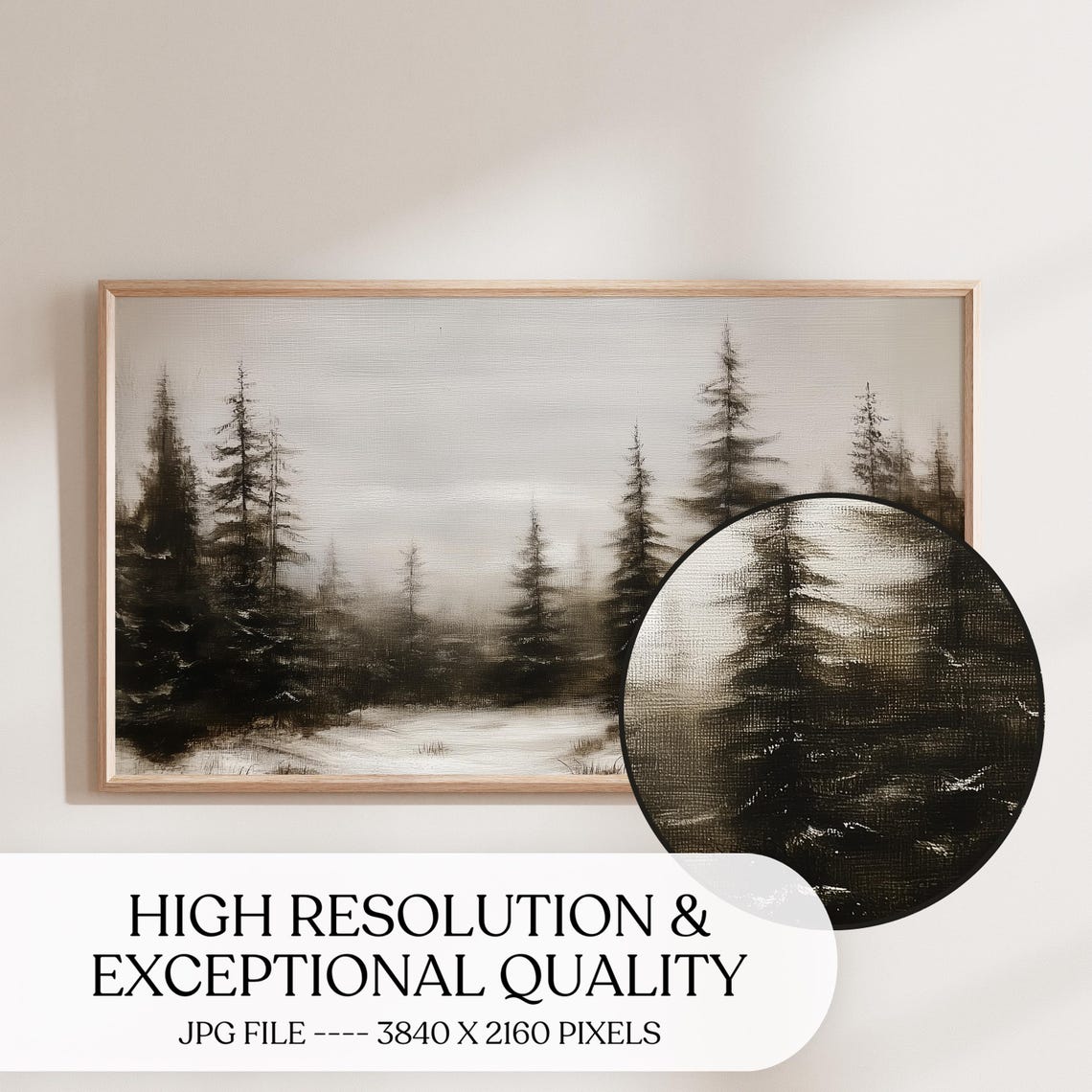 Misty Pine Forest Winter Landscape Samsung Frame TV Display Art Poster - Image 4