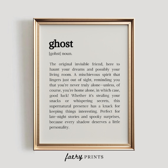 Ghost Definition Noun Funny Dictionary Typography Halloween Poster