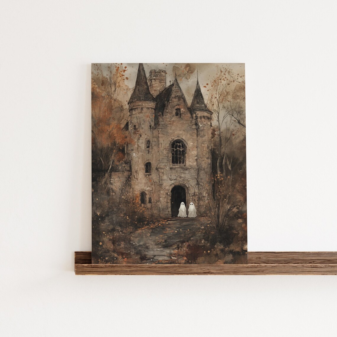 Spooky Halloween Vintage Painting With Little Ghosts - Image 3