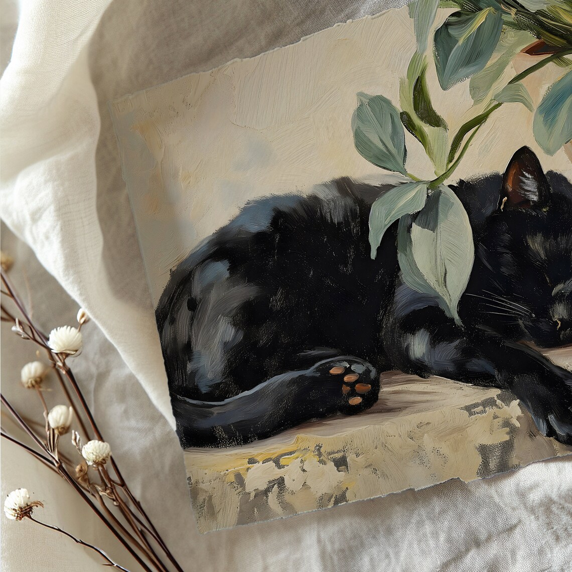 Sleeping Cat Print, Farmhouse Rustic Aesthetic Decor - Image 5