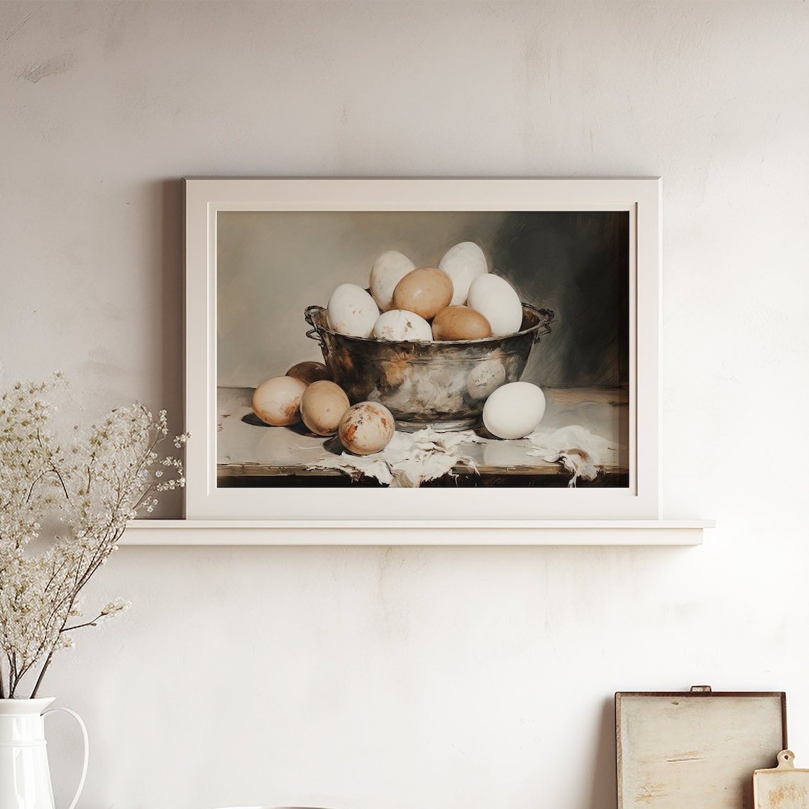 Farmhouse Kitchen Basket Of Eggs Vintage Art Print - Image 2