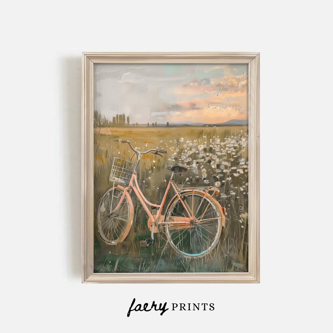 Vintage Pink Bicycle Poster, Countryside Farmhouse Decor - Image 3