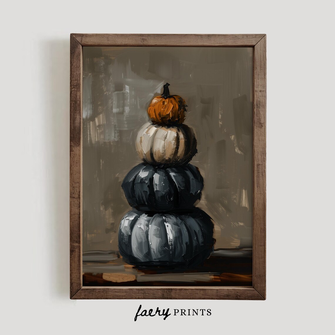Stacked Pumpkins Vintage Autumn Art Print - Image 3