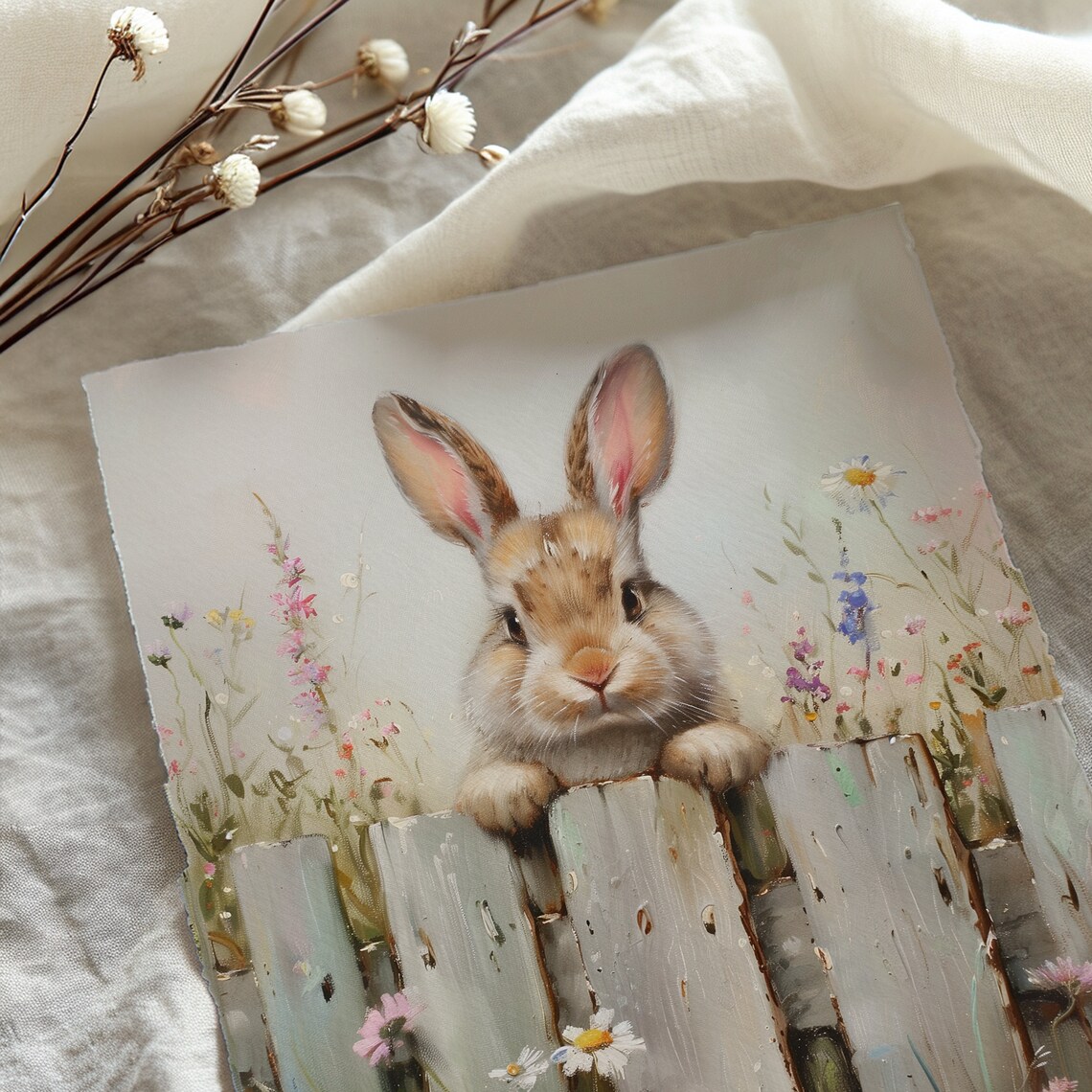 Easter Rabbit Art Print, Farmhouse Spring Bunny - Image 4