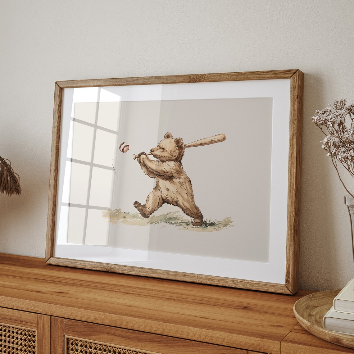 Bear Baseball Print, Vintage Nursery Art - Image 2