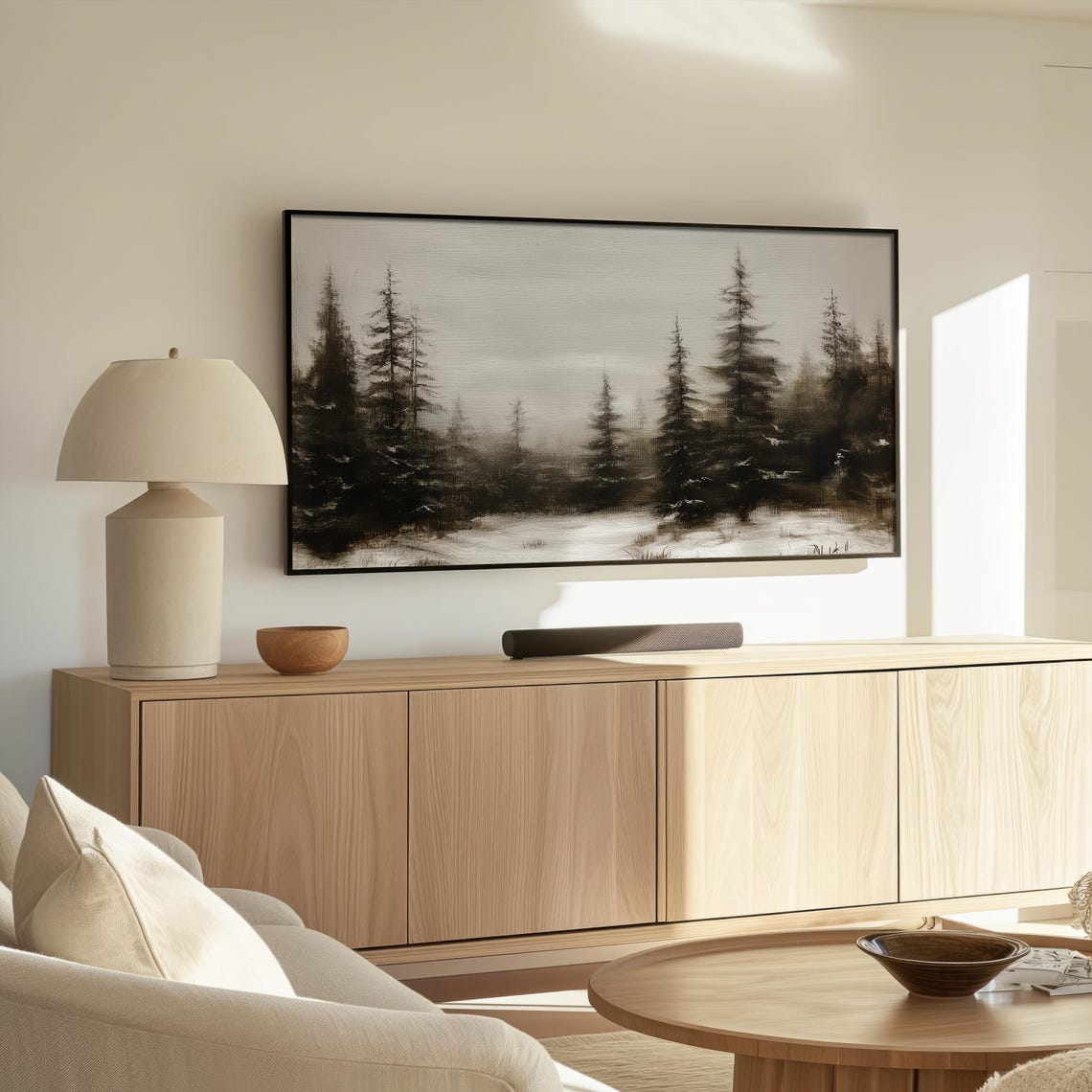 Misty Pine Forest Winter Landscape Samsung Frame TV Display Art Poster - Image 3