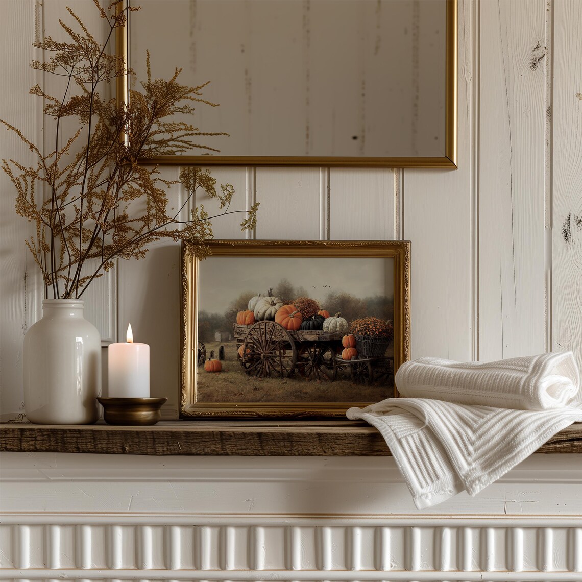 Pumpkin Wagon Art Print, Autumn Landscape Farmhouse - Image 4